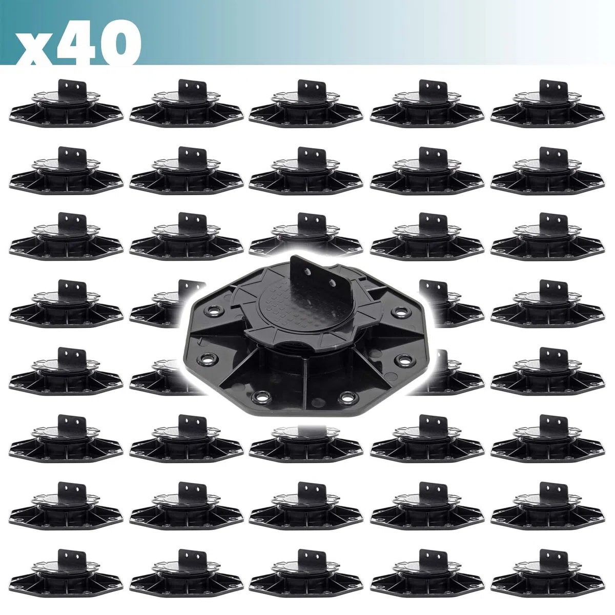 XPOtool Set 40 supporti per pavimenti galleggianti, Altezza regolabile 18-25mm Max 2700 kg, Piedini per Decking