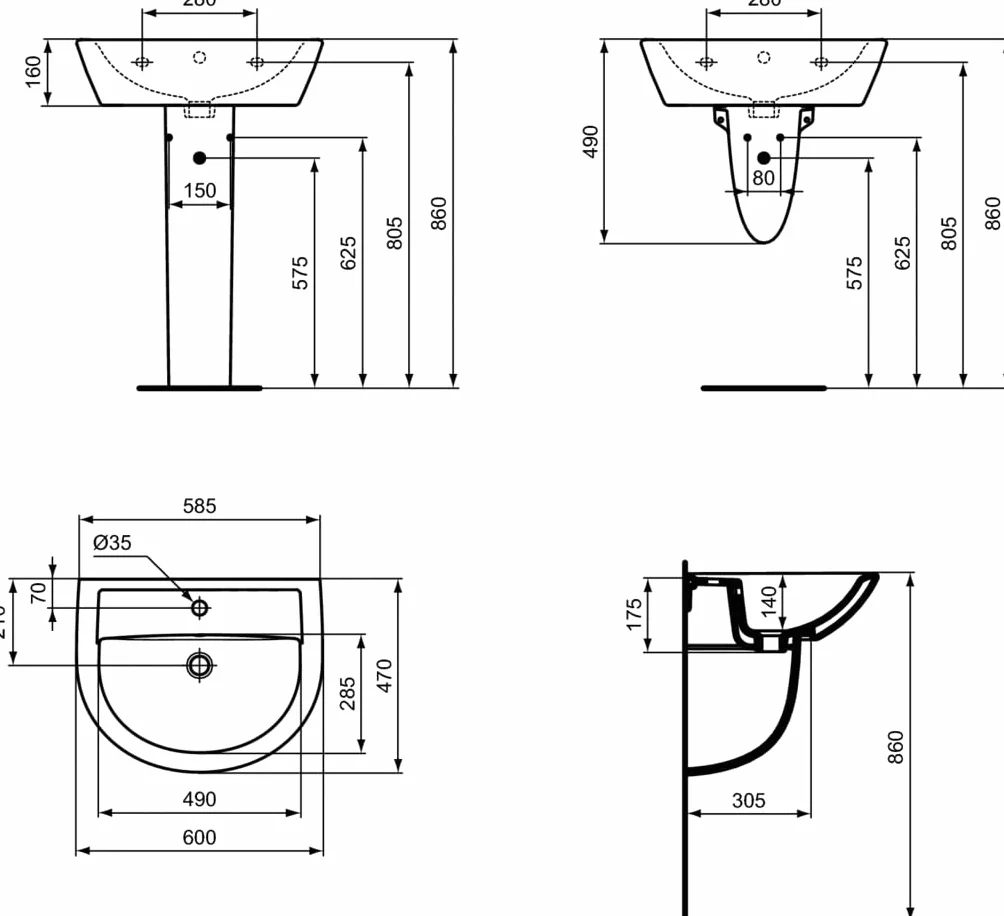 Ideal Standard - Eurovit Semicolonna - Bianco