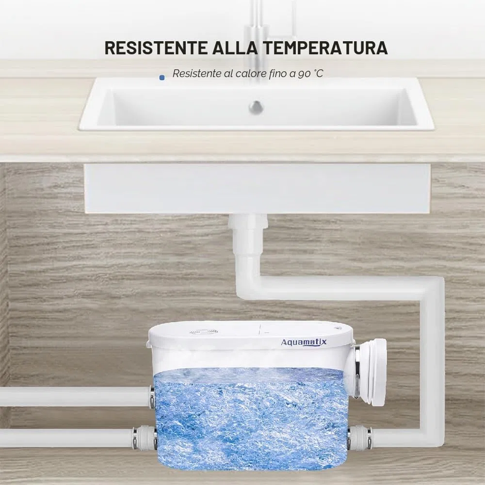 Aquamatix Silencio S Trituratore Pompa Maceratore 400W Sistema di Sollevamento 145L/min per WC sospeso 3 ingressi 8m Distanza di pompaggio verticale con Filtro a carbone