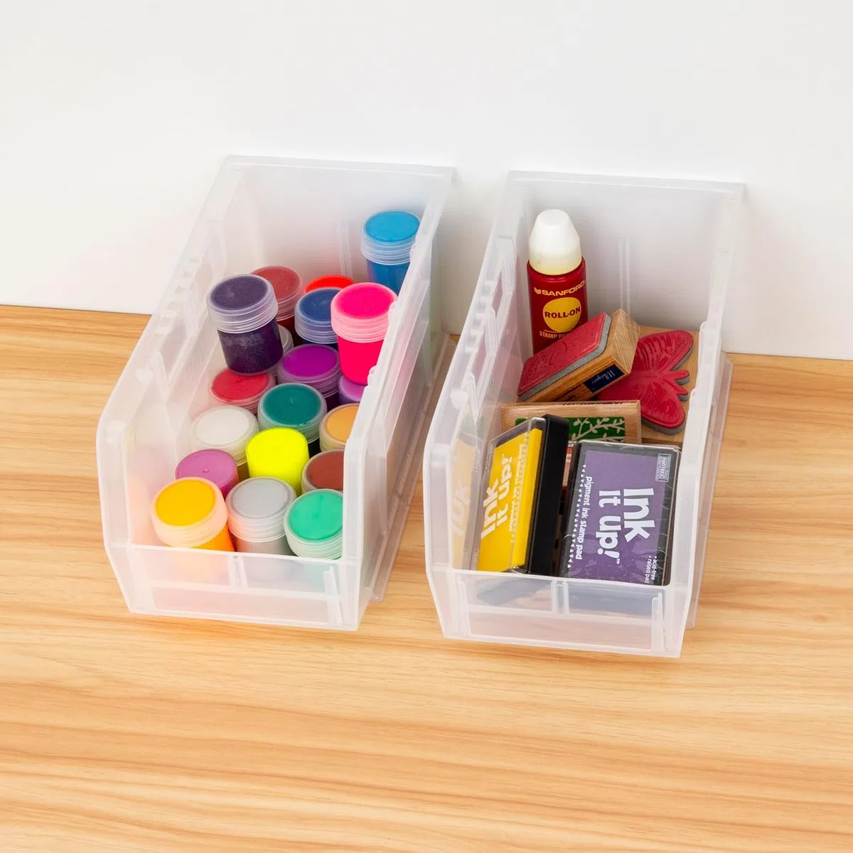 Akro-Mils 30230 AkroBins Plastic Storage Bins, Space-Saving Stackable Bins for Garage, Pantry, Craft Organization, 27,6 cm x 14 cm x 12,7 cm, trasparenti, confezione da 12