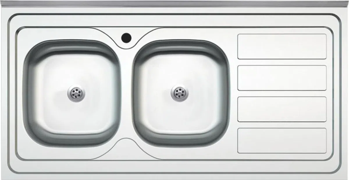 Lavello Cucina 2 Vasche con Gocciolatoio, 120x60 cm, Acciaio Inox