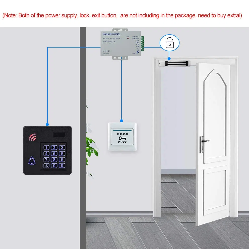 HFeng Tastiera di controllo accessi RFID impermeabile IP68 Wiegand 26 Sistema di controllo accessi per porte esterno 125KHz con tag portachiavi EM4100 da 10 pezzi