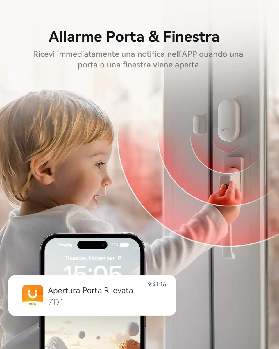Imou Sistema di Allarme Casa 11 Pezzi, Sistema Antifurto Completo con Faretto/Sirena Allarme 100DB, 1 Telecamera Wifi Interno, 2 Telecomandi, 4 Sensori, 2 Sensori di Movimento, Compatibile con Alexa