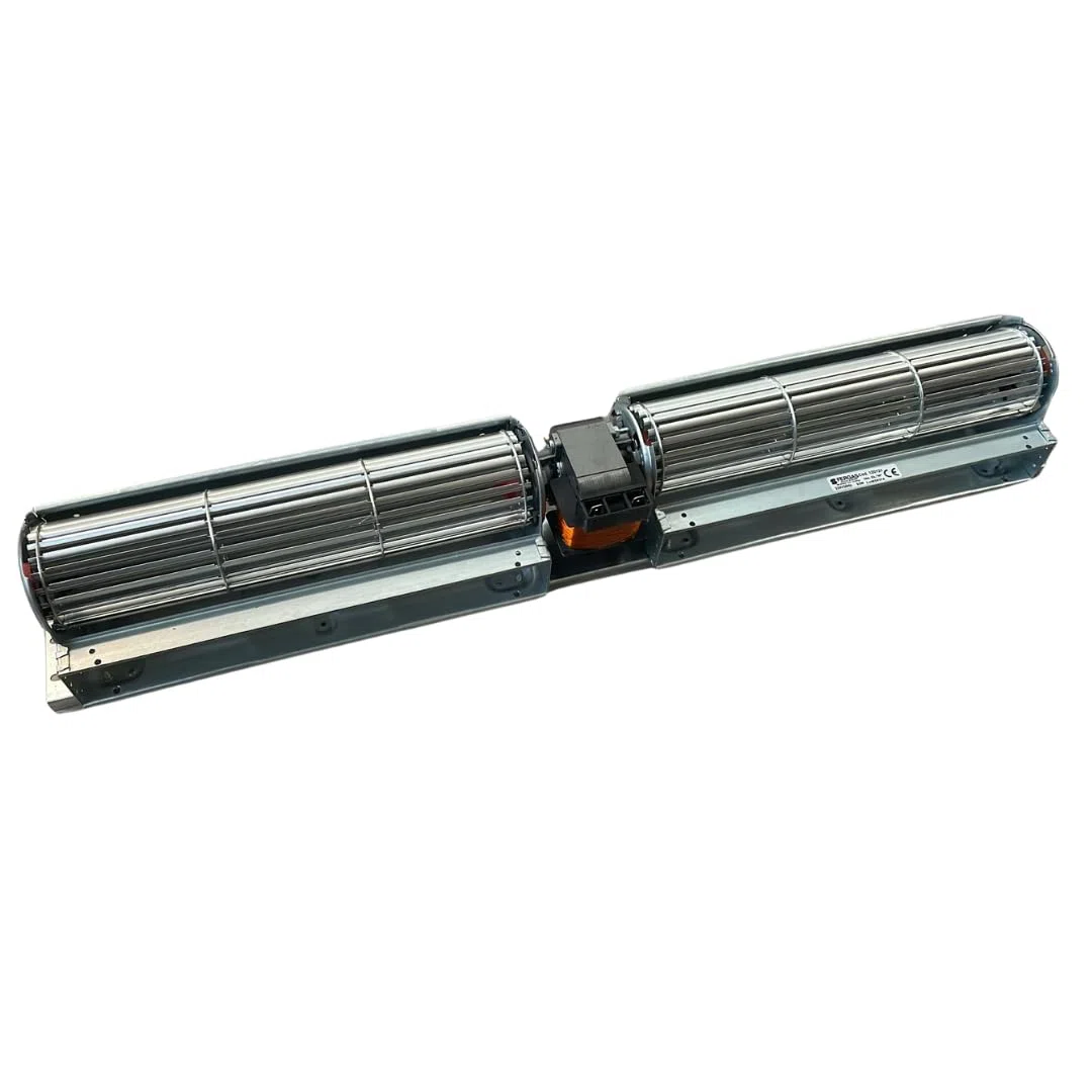 Ventola tangenziale doppia lunghezza: 645 mm, dimensioni bocchette: 2 x 274x40 mm, per stufa a pellet