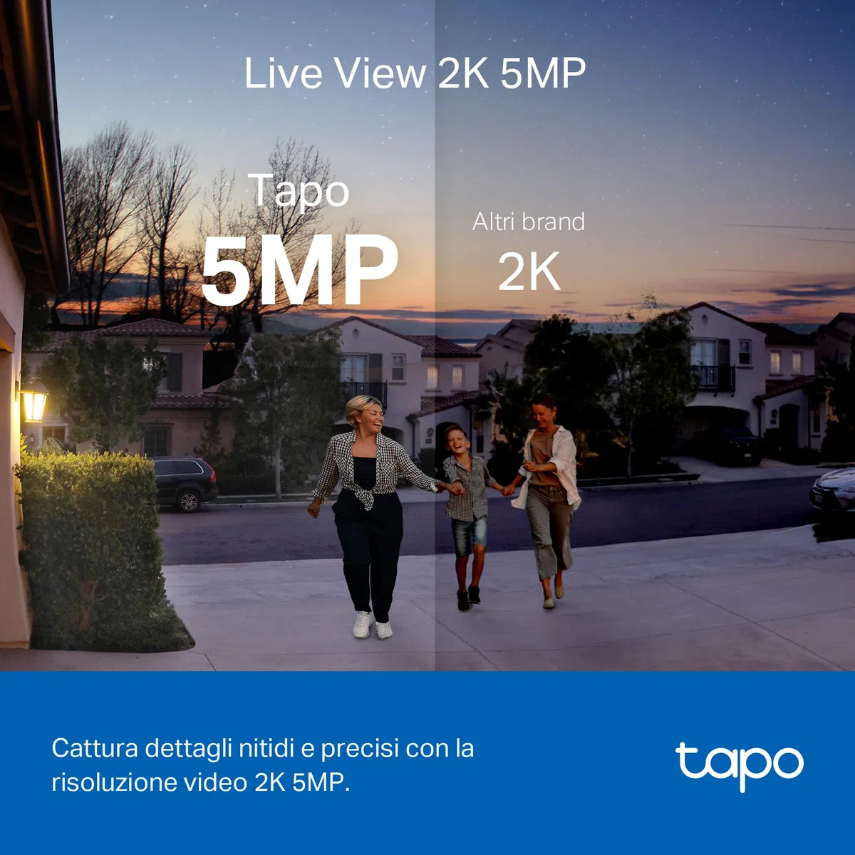 Tapo D230S1 Video Doorbell Campanello, Visualizzazione Live 2K 5MP, Visione Notturna a Colori, Campo Visivo Ampio, Rilevamento Intelligente, Batteria Lunga, IP64 Impermeabile, Alexa