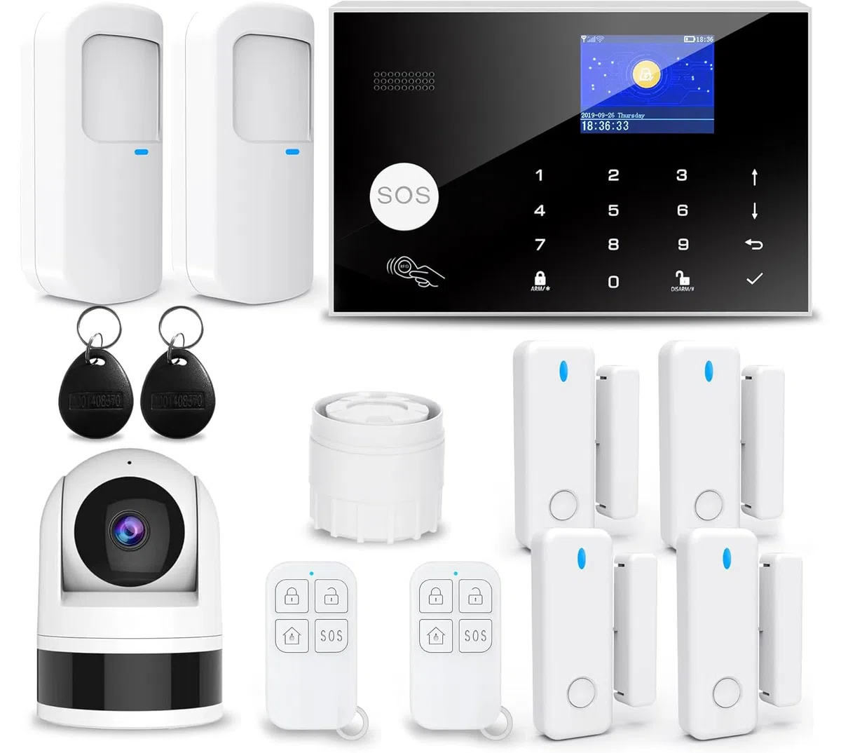Sistema di sicurezza domestica 4G, 13 pezzi sistema di allarme wireless per telecamera di sorveglianza 1080p con sirena di allarme 120 dB compatibile con Alexa Google(G30-4G)