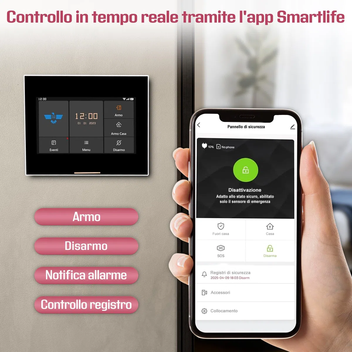 ITALIAN ALARM - Allarme Casa Senza Fili WiFi con Sirena Esterna, Kit Antifurto Casa Wireless, Sistema Sicurezza Completo con APP, Supporta Sim Gsm 4G. Già Configurato, Videotutorial, Assistenza Italia