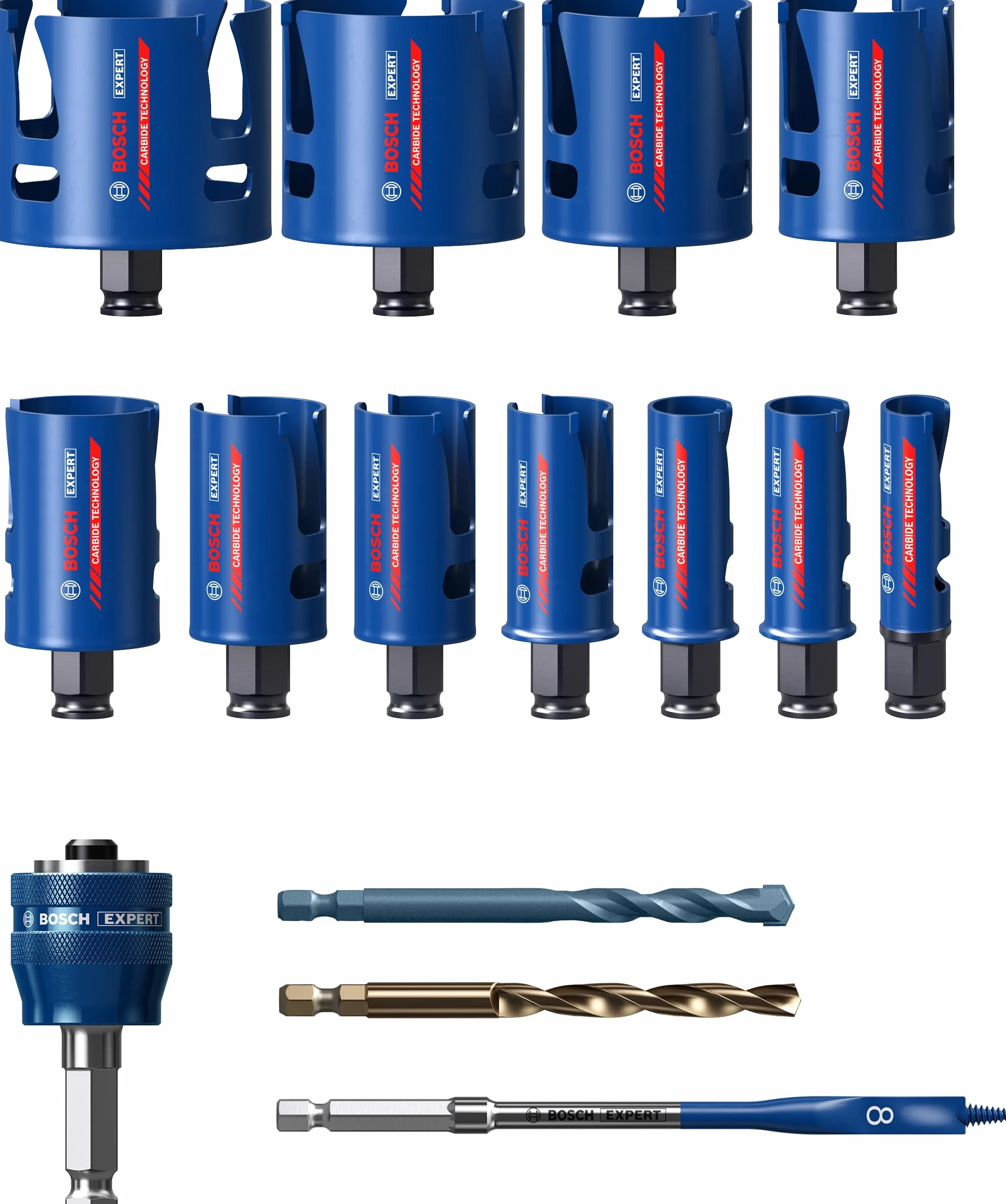 Bosch Professional 15 pz. Set di Seghe a Tazza Expert Construction Material, per Legno Tenero, Ø 20-76 mm, Accessorio Foratrice