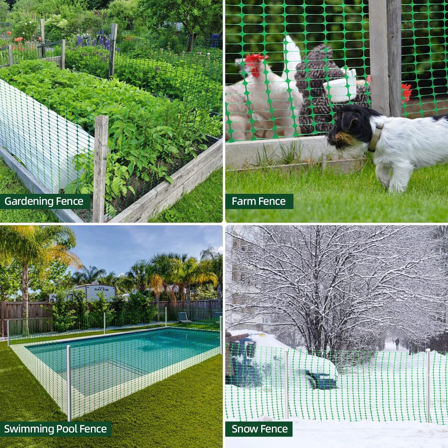 Ohuhu Set di barriera da giardino, 1 m x 30 m, rotolo di recinzione in plastica con 25 pali da 1,15 m, rete di sicurezza temporanea, riutilizzabile, per piscine, recinzioni da neve, pollame