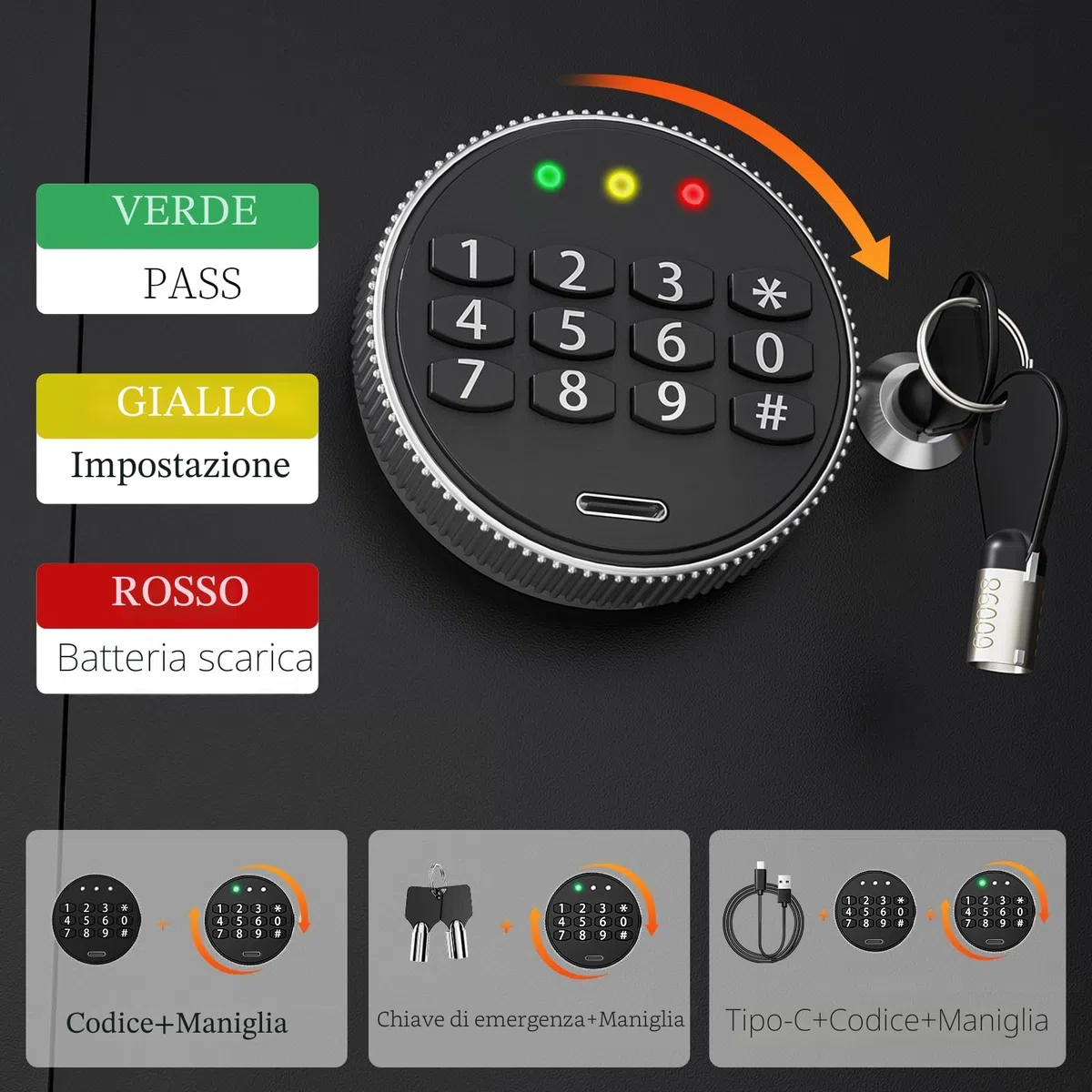 WASJOYE 25L Cassaforte con Chiave, Cassetta di Sicurezza per Denaro Tastiera Digitale Elettronica,Casseforti da Armadio per Casa Ufficio Hote Attività Commerciale Gioielleria Pistola Contanti