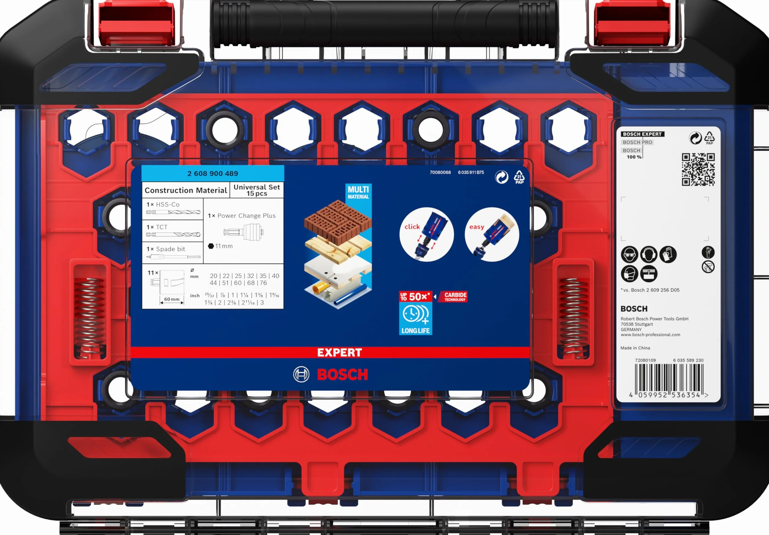 Bosch Professional 15 pz. Set di Seghe a Tazza Expert Construction Material, per Legno Tenero, Ø 20-76 mm, Accessorio Foratrice