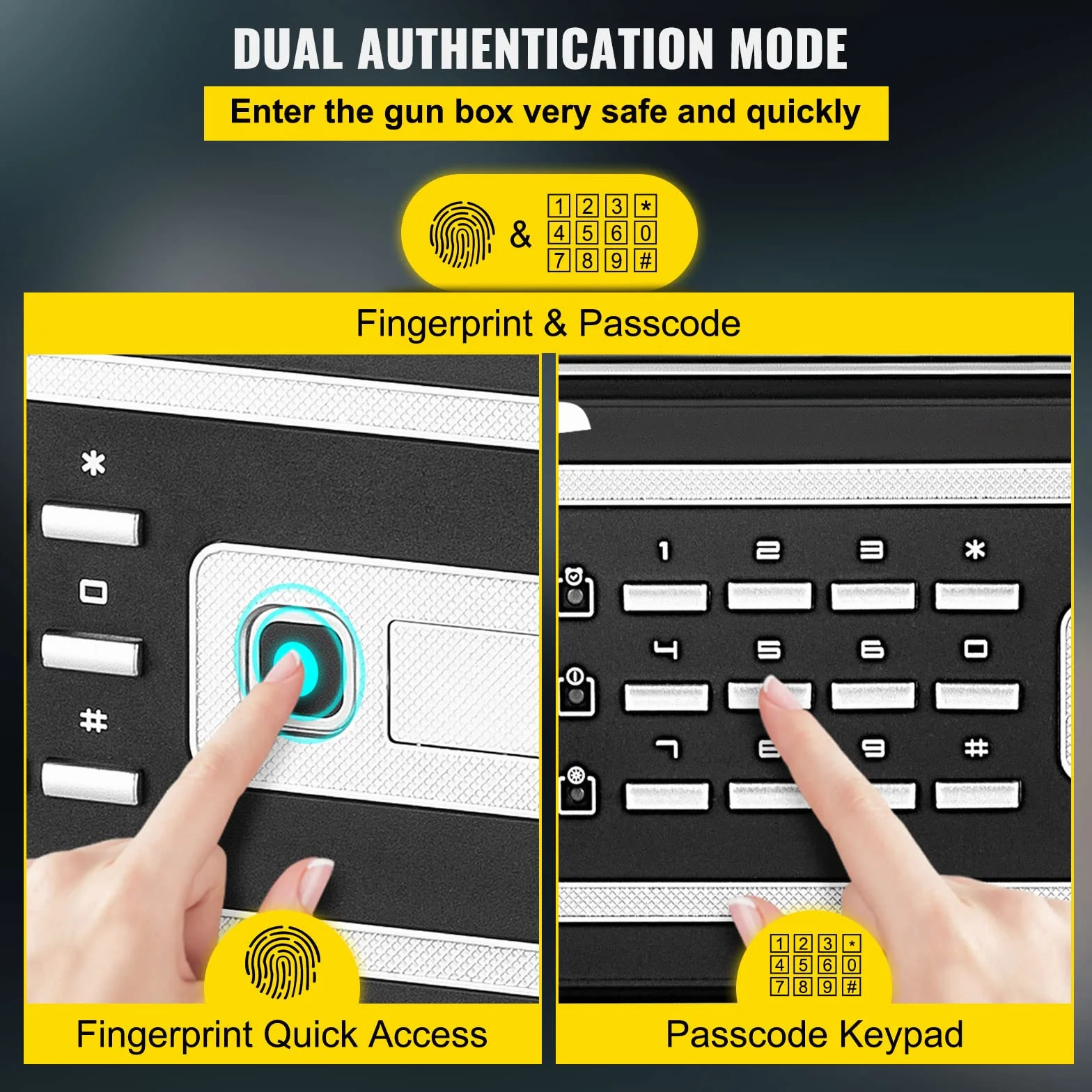 VEVOR Cassaforte con Sensore Impronte Digitali e Tastiera Digitale 35x25x25 cm, Cassetta di Sicurezza con Impronte Digitale Portata 17 kg, Cassetta di Sicurezza Portatile Adatto a Qualsiasi Ambiente
