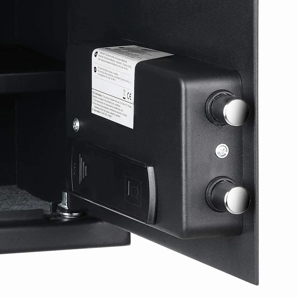 Amazon Basics Cassaforte di sicurezza domestica in acciaio con blocco biometrica per impronte digitali, per proteggere contanti, gioielli, documenti, 14 L, nero, 35 x 24,9 x 24,9 cm (LxPxA)