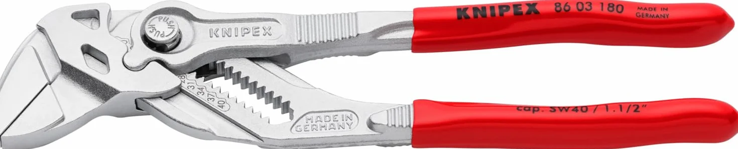 KNIPEX Pinza chiave pinza e chiave in un unico utensile cromata rivestiti in resina sintetica 180 mm, 86 03 180