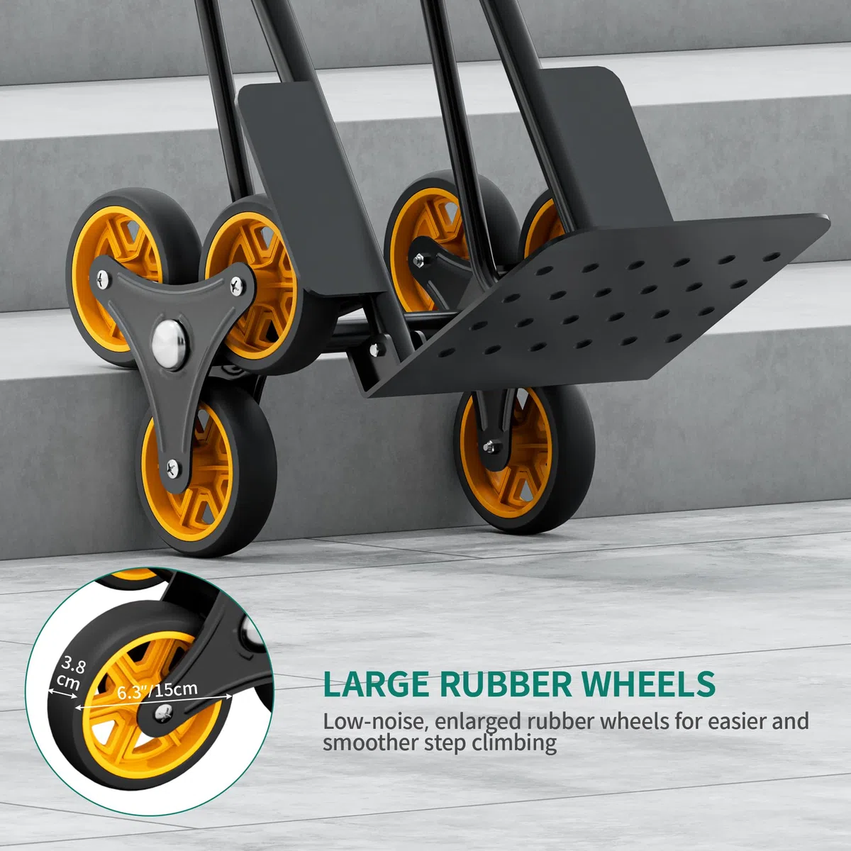 YITAHOME Carrello per Salire le Scale,150 kg Carrello Portapacchi per Scale con superfici morbide e cuscinetti a sfera, 2 corde estensibili