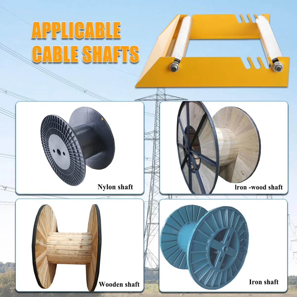 Dispensatore di Cavi in Acciaio ad Alta Resistenza, Supporto Rotante 500 kg, Svolgitore per Bobine Ø30-70cm, Rulli di Supporto Regolabili Dispositivo per Tamburo