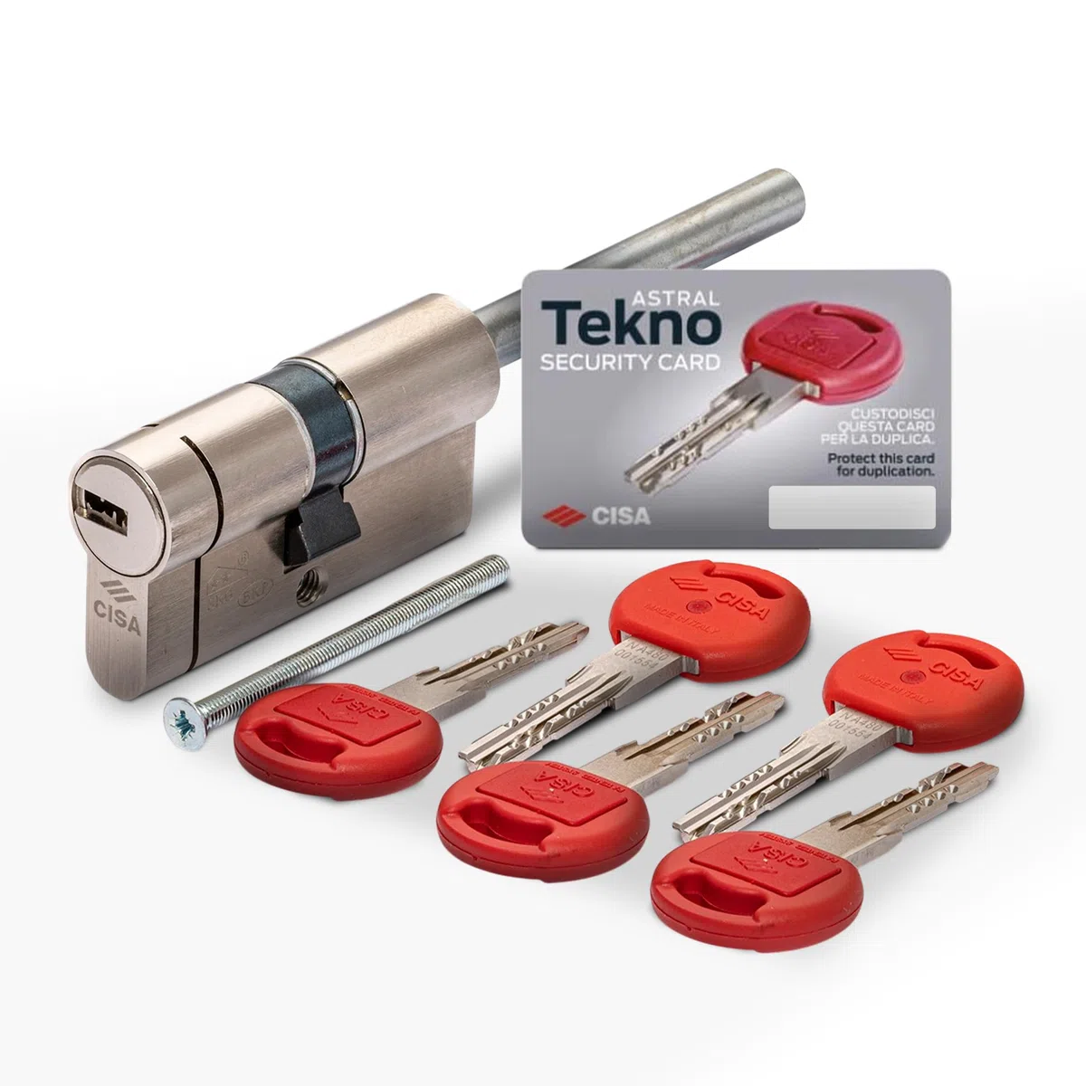 CISA - Cilindro Europeo Astral Tekno PRO 10M3T70701200C5 per Serratura Porta Blindata - Cilindro Europeo 30/30 con 5 Chiavi a Duplica Protetta - Predisposizione al Pomolo