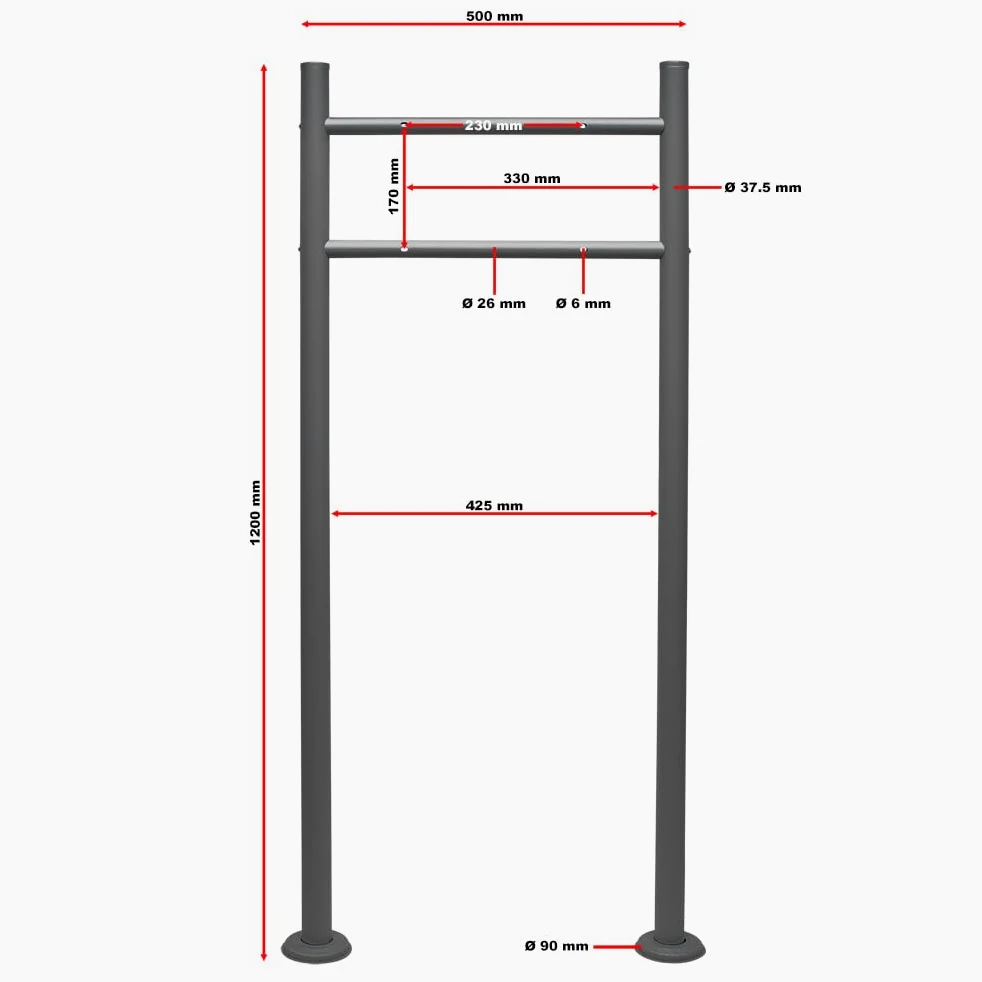 Wiltec Set Cassetta postale singola autoportante V12 antracite, con telaio di supporto