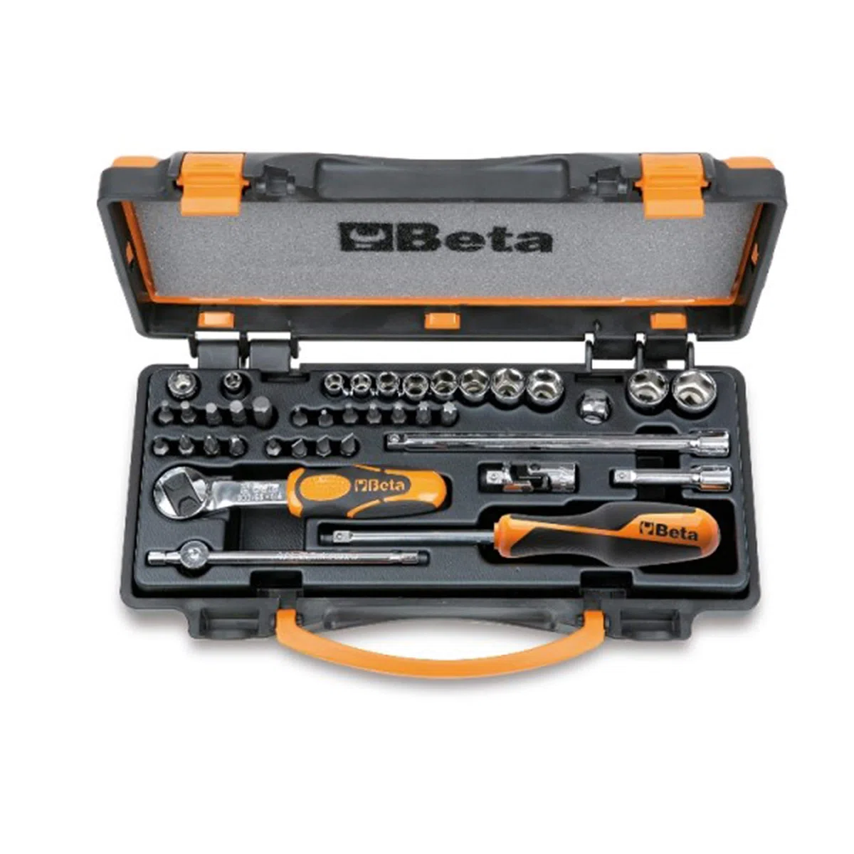 BETA 900/C11 - Assortimento di 11 chiavi a bussola esagonali, 20 inserti per avvitatori e 8 accessori in cassetta di lamiera