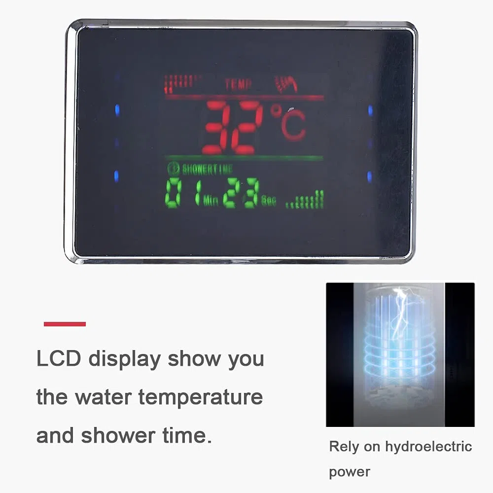 LED Colonna Doccia Idromassaggio Pannello Doccia Set con 5 Funzioni in 304 Acciaio Inox,Miscelatore da Massaggi, Soffione Fisso, Doccetta e Bocca Vasca per Bagno