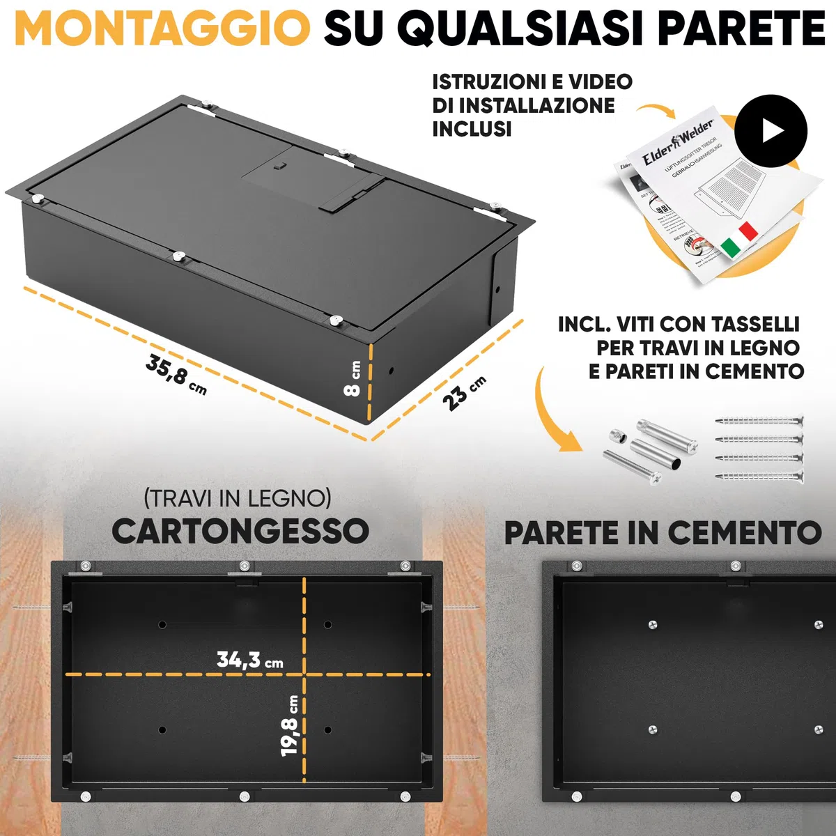 Elder Welder® Cassaforte a Muro Invisibile con Griglia di Ventilazione | Serratura a Combinazione Nascosta | Cassaforte Invisibile a Scomparsa | Nascondiglio Segreto | Casseforti Invisibili