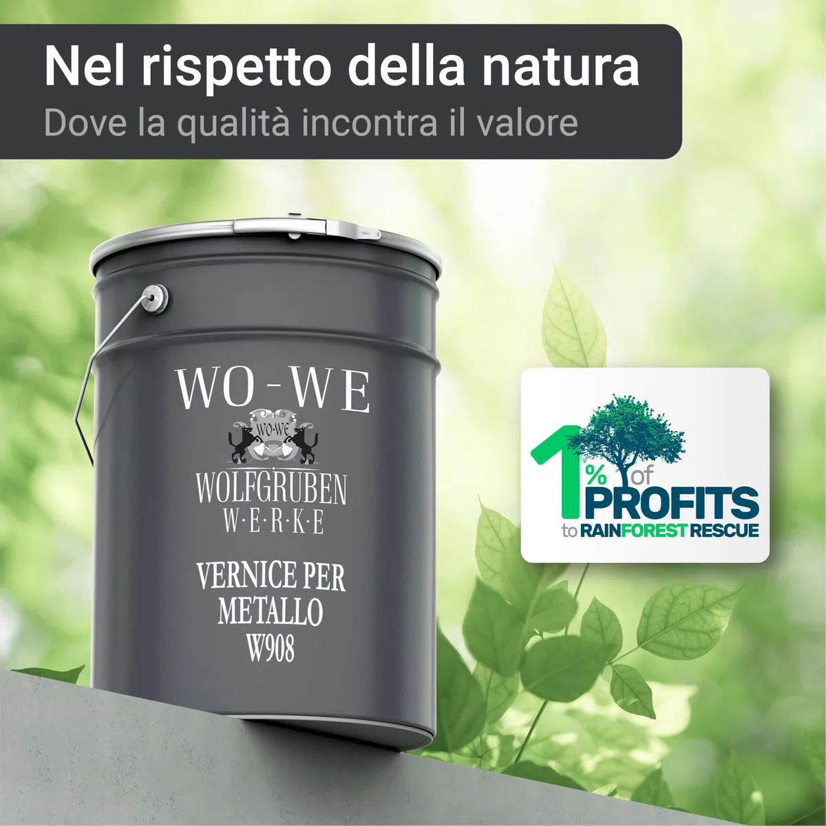 WO-WE Vernice Metallo 3 in 1 Smalto Antiruggine a solvente Ferro W908 Grigio antracite - 5L