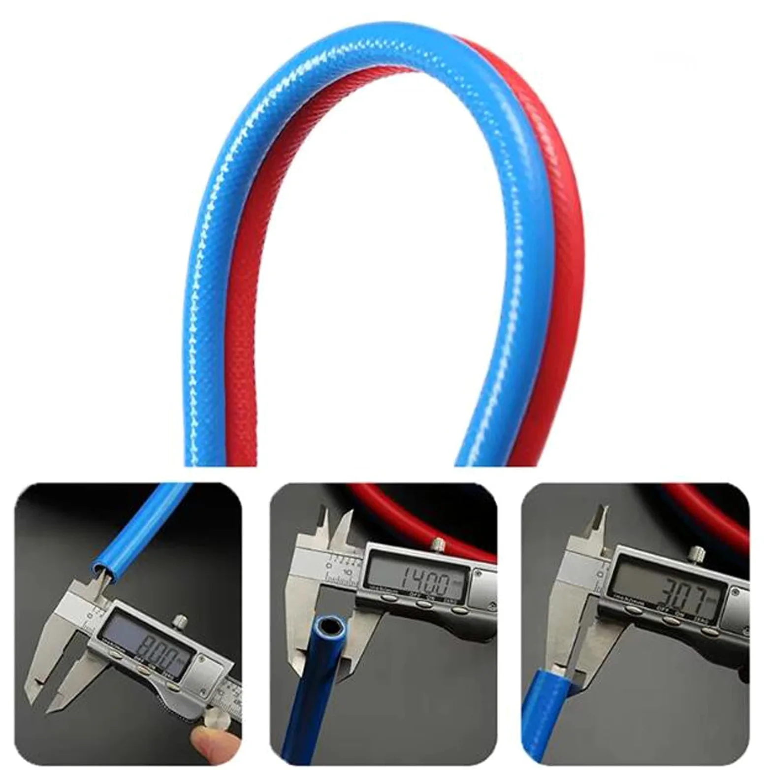 RSBFER Tubo Flessibile Doppio per Ossigeno e acetilene da 8 mm – Tubo Flessibile per Saldatura e Taglio ad Alta Pressione ignifugo, PVC Flessibile,5m