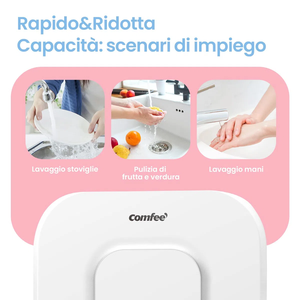 COMFEE' Scaldabagno Elettrico D15-15Veu Sottolavello Con Vano Contenitore Leggero, Compatto, Facile Da Installare Ideale Per Piccole Utenze Classe Di Efficienza Energetica B, Bianco, 15 Litri