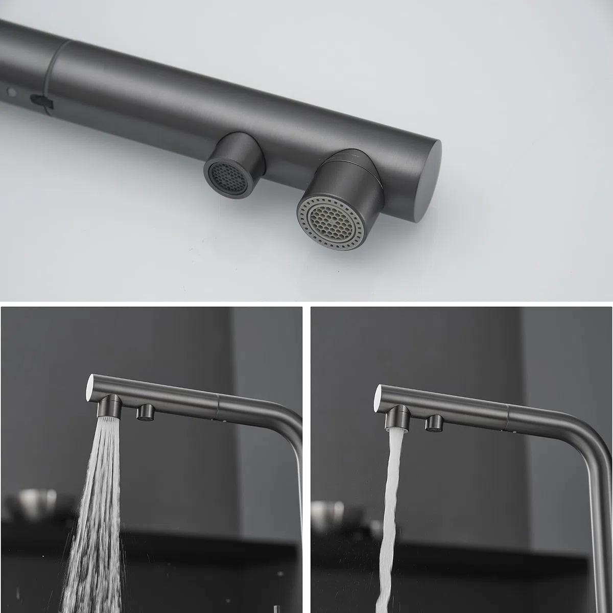 Rubinetto da Cucina a 3 Vie con Tubo Flessibile Estraibile, Rubinetto Rotante, Filtro per l'acqua, Miscelatore per lavello, Bianco