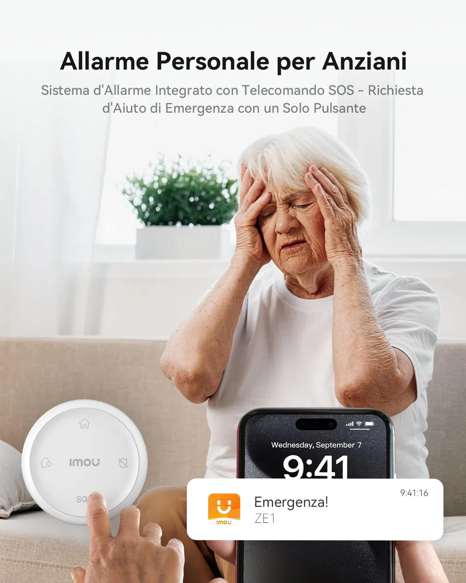 Imou Sistema di Allarme Casa 11 Pezzi, Sistema Antifurto Completo con Faretto/Sirena Allarme 100DB, 1 Telecamera Wifi Interno, 2 Telecomandi, 4 Sensori, 2 Sensori di Movimento, Compatibile con Alexa