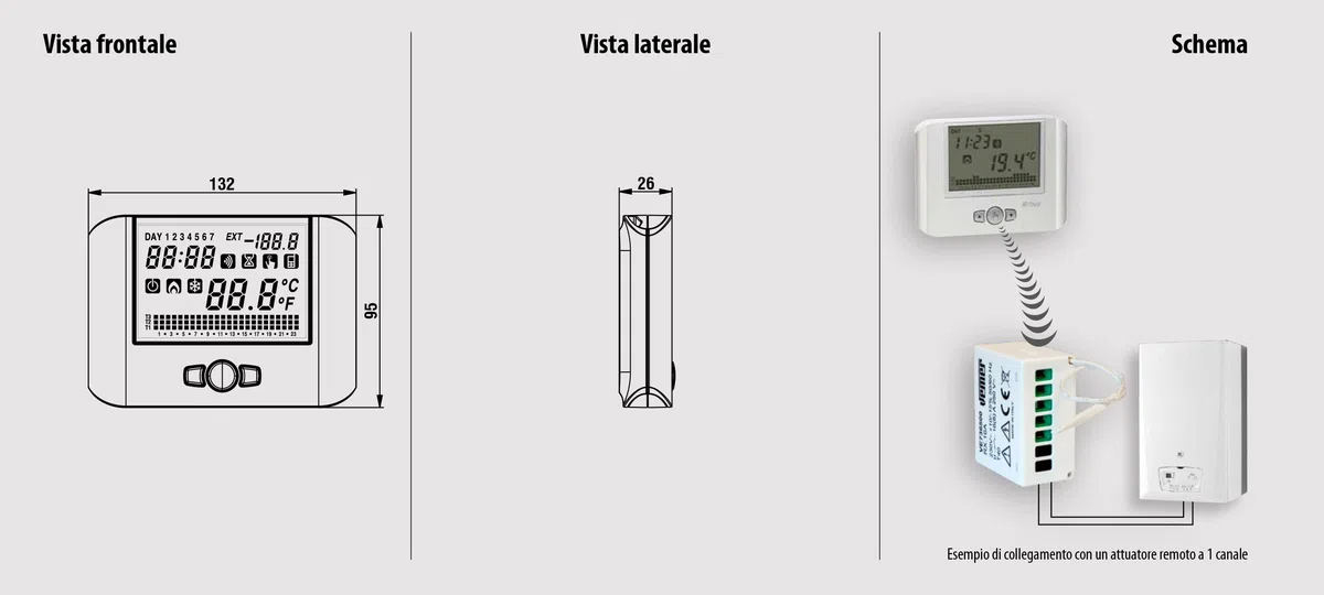 VEMER VE428900 SET MITHOS RF - Set composto da 1 Cronotermostato RF da Parete a Batterie + 1 Attuatore Remoto RF, Bianco