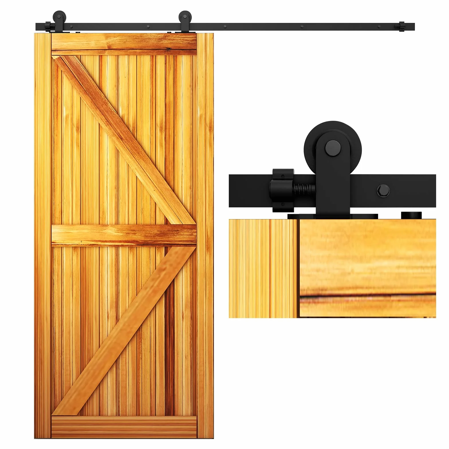 8FT/243cm Binario per Porta Scorrevole, Porta Scorrevole di Placcatura kit accessori per la porta della Nero