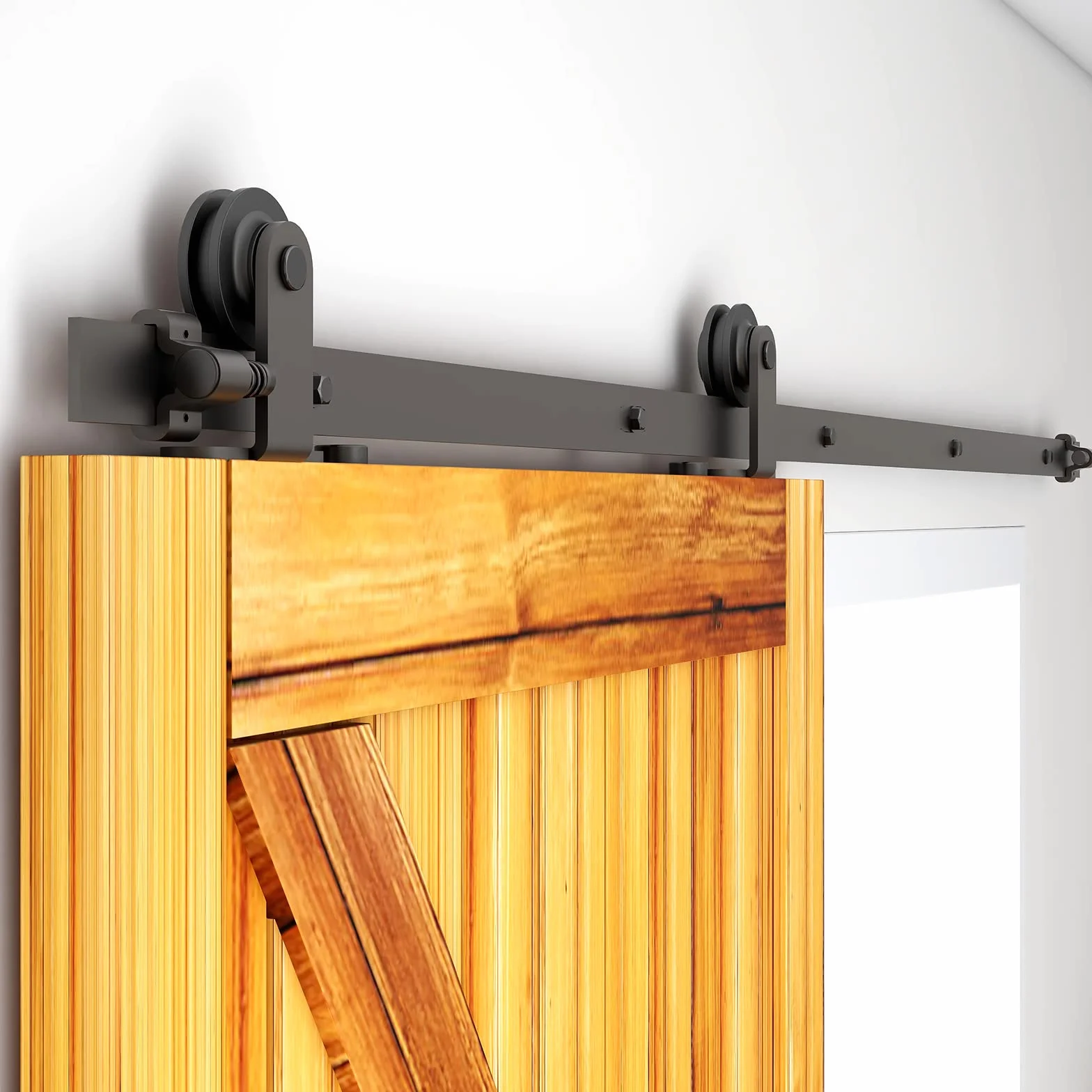 8FT/243cm Binario per Porta Scorrevole, Porta Scorrevole di Placcatura kit accessori per la porta della Nero