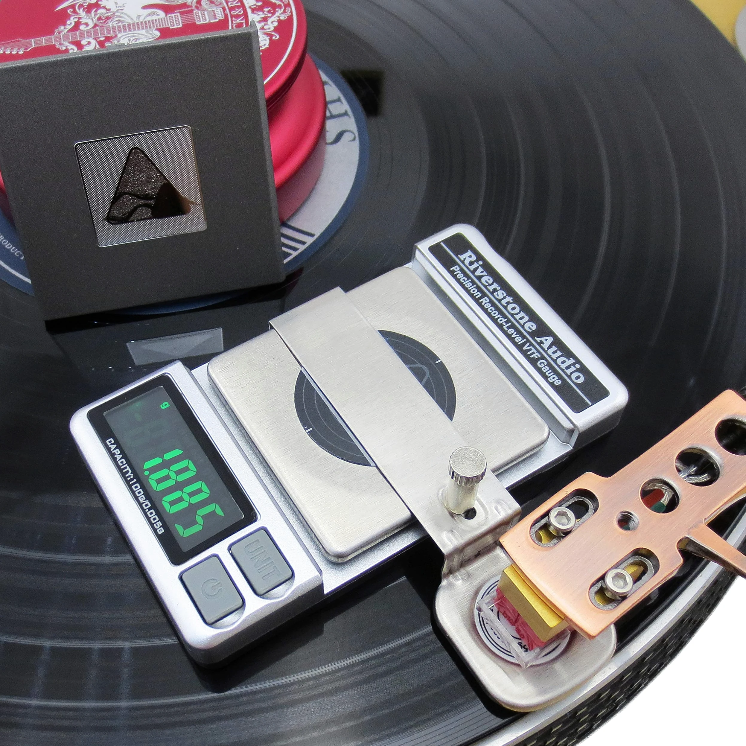 Livella di precisione per giradischi digitale, calibro della bilancia della forza per braccio Phono Cartridge VTF, risoluzione 0,005 g (argento)
