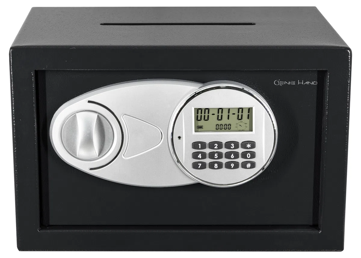 Genie Hand – Cassaforte di Deposito con Serratura B-Class, Anti Bounce System, Display Digitale e Alimentore Esterno di Backup (Piccola)