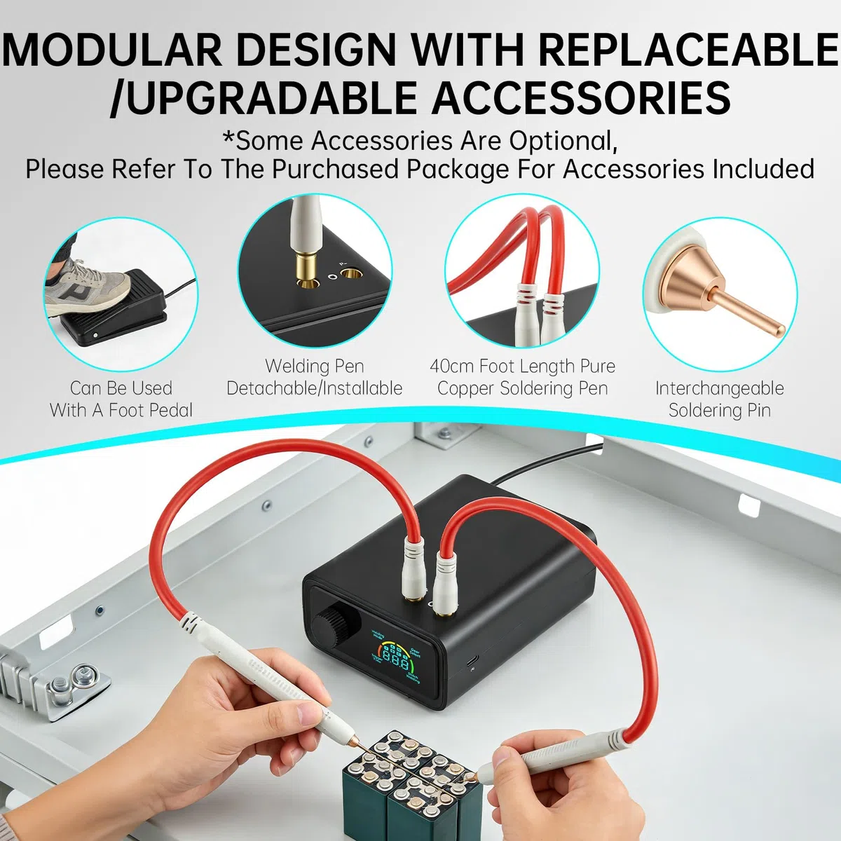 Saldatrice a batteria da 11340 W, con pedale in nichel e perno di saldatura a punti, funzionamento a manopola, per nastro in nichel da 0,15 – 0,3 mm, saldatrice a punti per la produzione di batterie