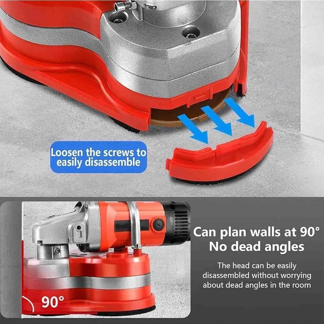 Set Levigatrice Cemento 3 Teste,Levigatrice Lucidatrice Pareti Pavimenti,Levigatrice Portatile Tre Teste Senza Polvere,per Cemento,Pavimenti Pareti,velocità Regolabile A