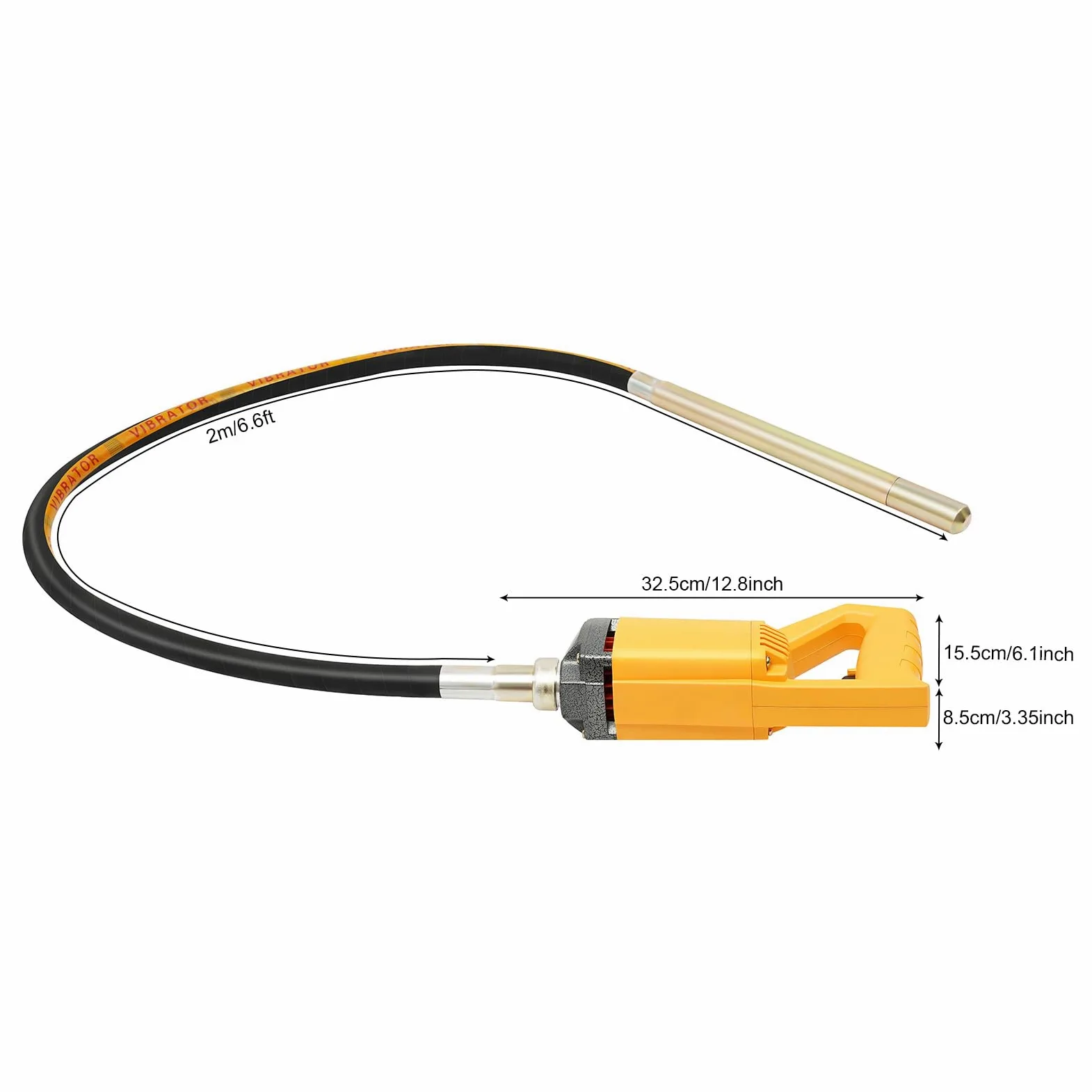 Vibratore Beton Betonniere Elettrico 1300W Ago Vibrante Per Beton 2M Vibratore Per Calcestruzzo 4300 giri/min Piastra Vibrante Vibrante Cemento Portatile, Eliminare Bolle D'Aria, Mescolare Il