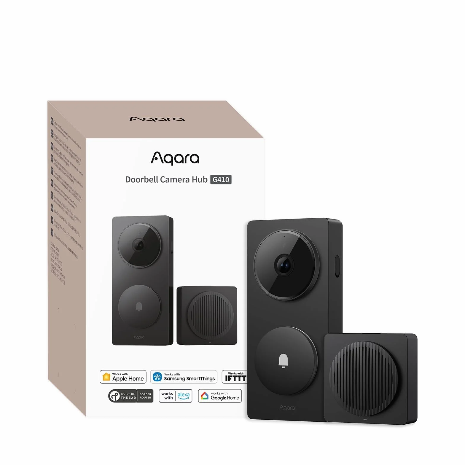 Aqara 2K Video Campanello G410 con Suoneria, HomeKit Secure Video, Hub Matter Integrato, Wireless/Cablato, Compatibile con Apple Home, Alexa, Google, Home Assistant, Wi-Fi 2.4 G/5GHz, Nero