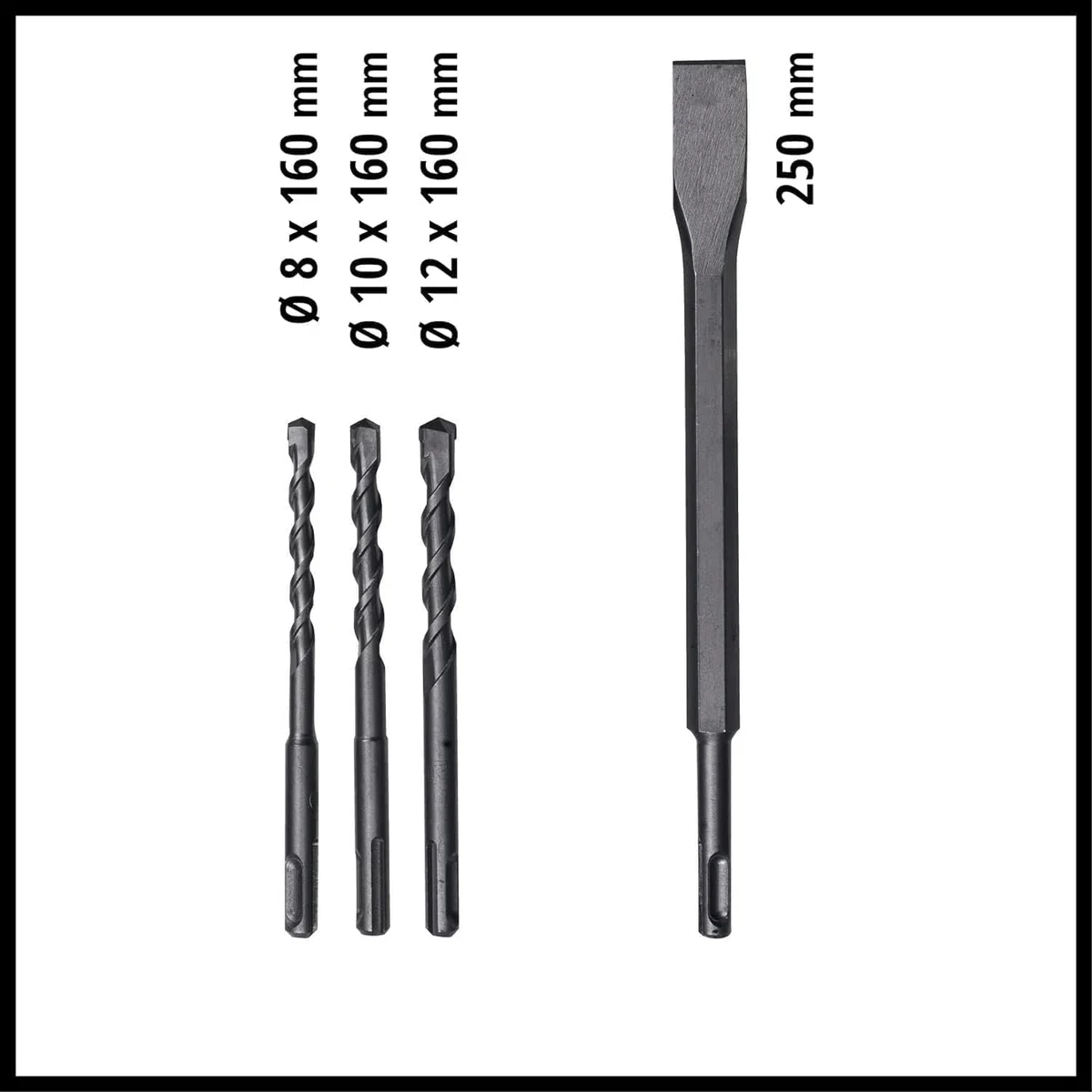 Tassellatore TC-RH 620 4F Kit di Einhell (620 W, percussione pneumatica, forza di percussione 2,2 J, tassellatura, foratura, scalpellatura con e senza fissaggio, SDS-Plus, blocco interruttore)
