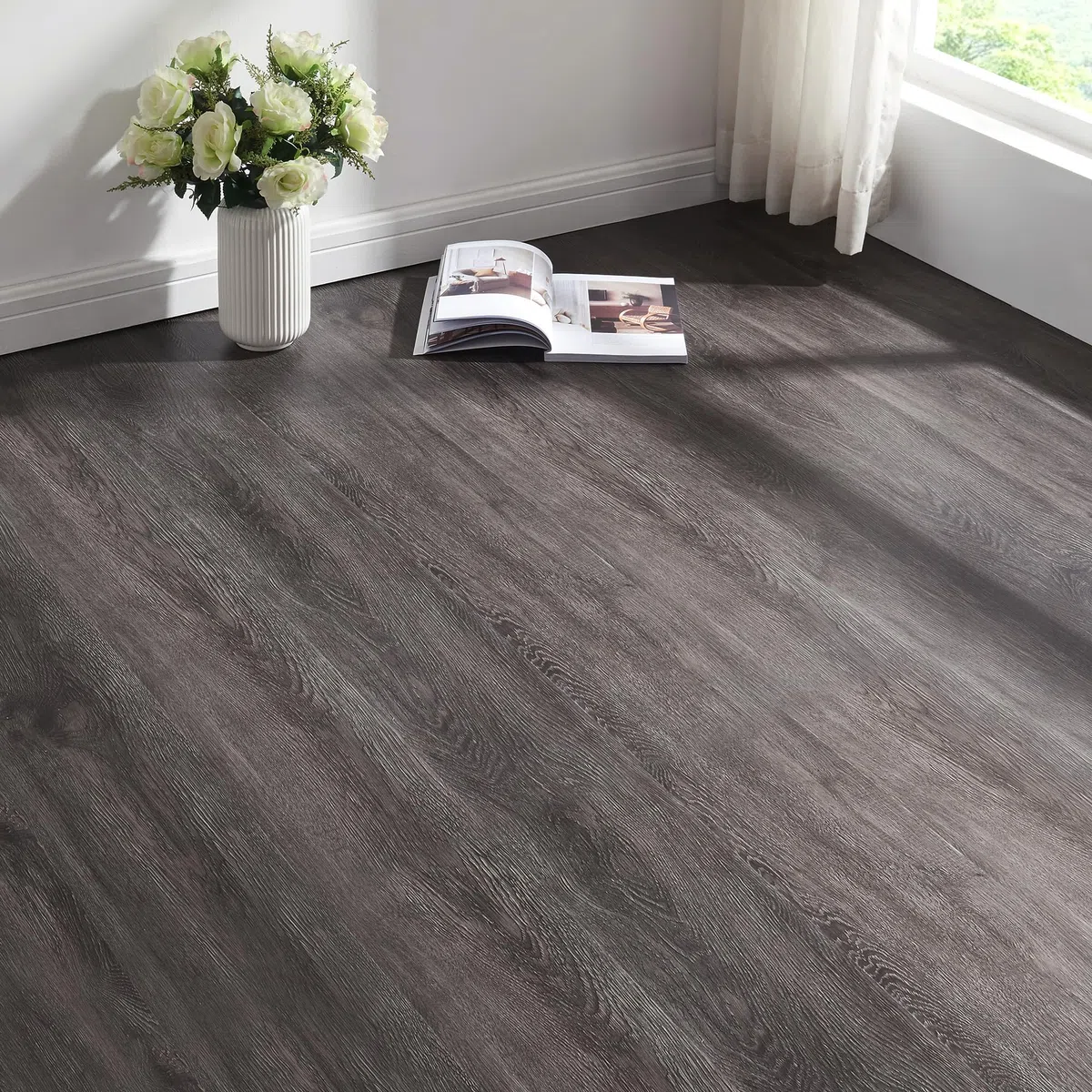 NEU.HOLZ Set 10 Listoni di Pavimento SPC a Incastro Click Effetto Legno Tavole da 122x18 cm con Copertura cca.2,2 m² Pavimentazione per Interni Casa Ufficio - Rovere Scuro