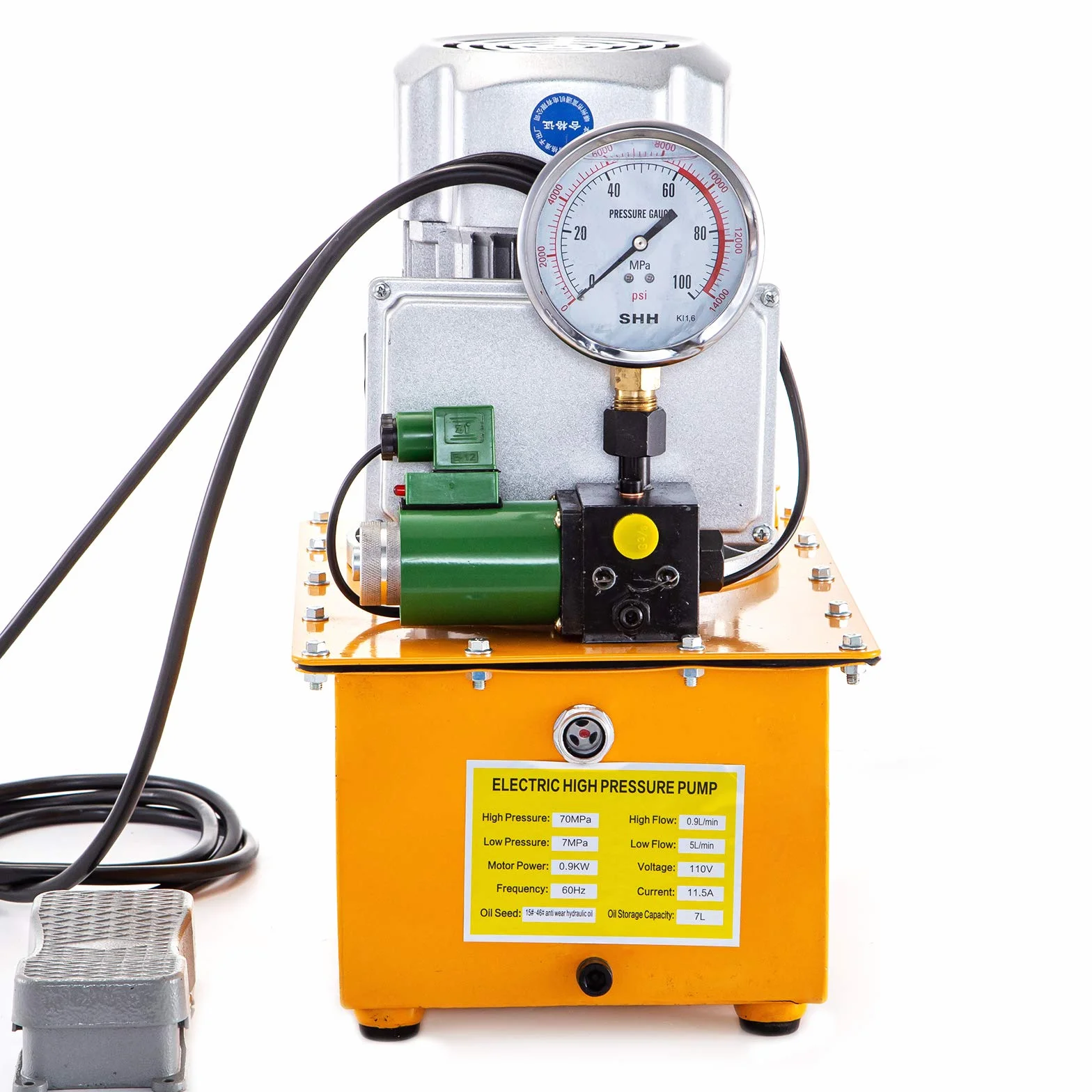 VEVOR Pompa Idraulica Elettrica 220v, 1400 giri/min, Serbatoio della Pompa Idraulica Elettrica 750W, Pompa Idraulica ad Aria con Manometro Preciso, per Incarichi come Sollevamento, Pressatura