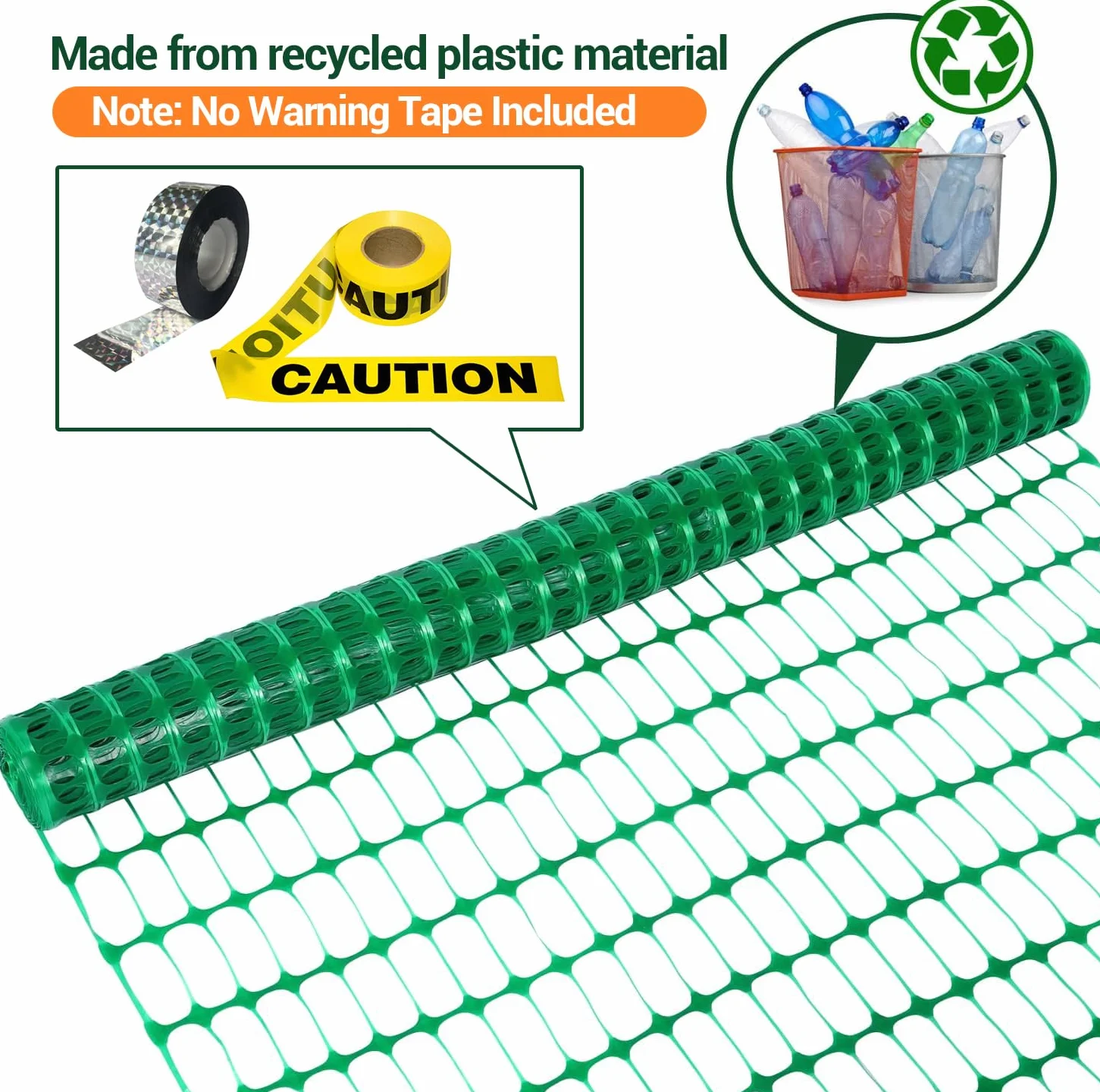 Ohuhu Set di barriera da giardino, 1 m x 30 m, rotolo di recinzione in plastica con 25 pali da 1,15 m, rete di sicurezza temporanea, riutilizzabile, per piscine, recinzioni da neve, pollame