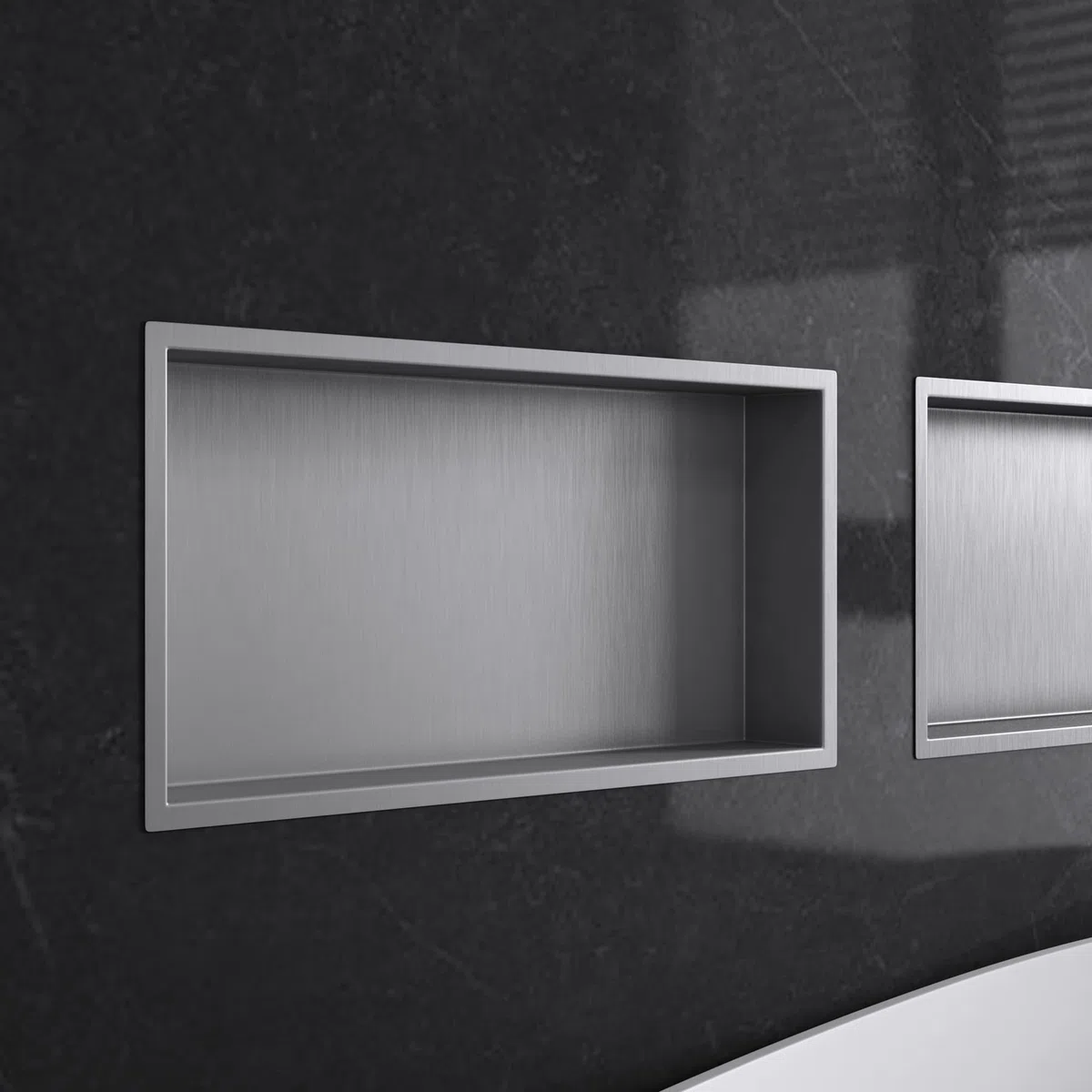 Mai & Mai Nicchia a Parete 30x60x8.3cm Mensola Doccia a Muro a Incasso Piastrellabile in Acciaio Inox Facile da Montare, Argento