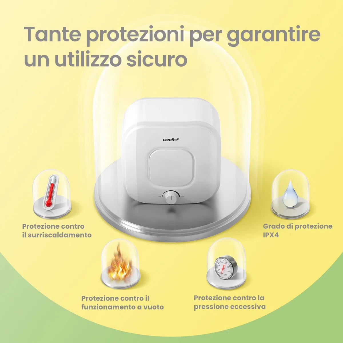COMFEE' Scaldabagno Elettrico D15-15Veu Sottolavello Con Vano Contenitore Leggero, Compatto, Facile Da Installare Ideale Per Piccole Utenze Classe Di Efficienza Energetica B, Bianco, 15 Litri