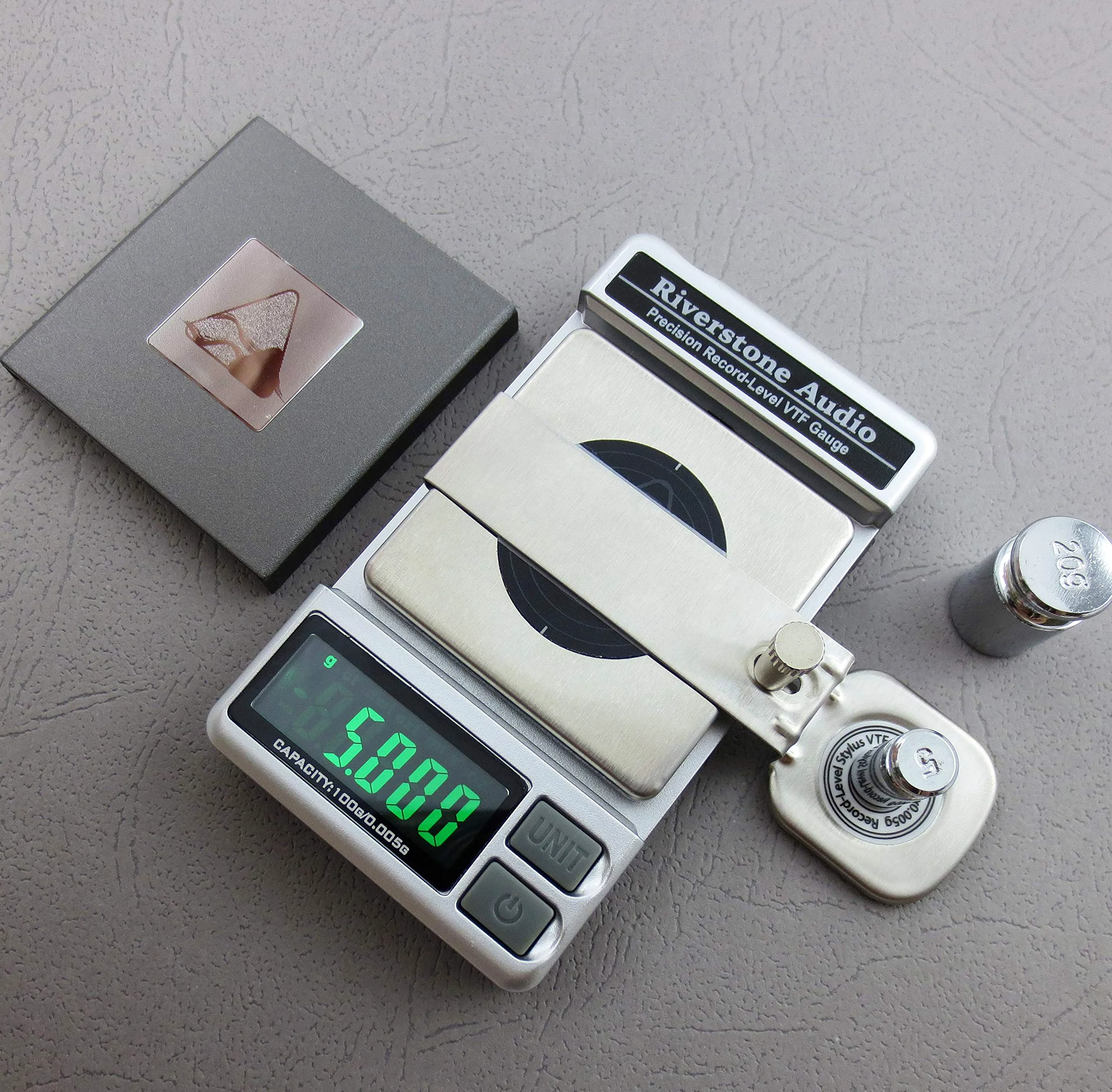 Livella di precisione per giradischi digitale, calibro della bilancia della forza per braccio Phono Cartridge VTF, risoluzione 0,005 g (argento)
