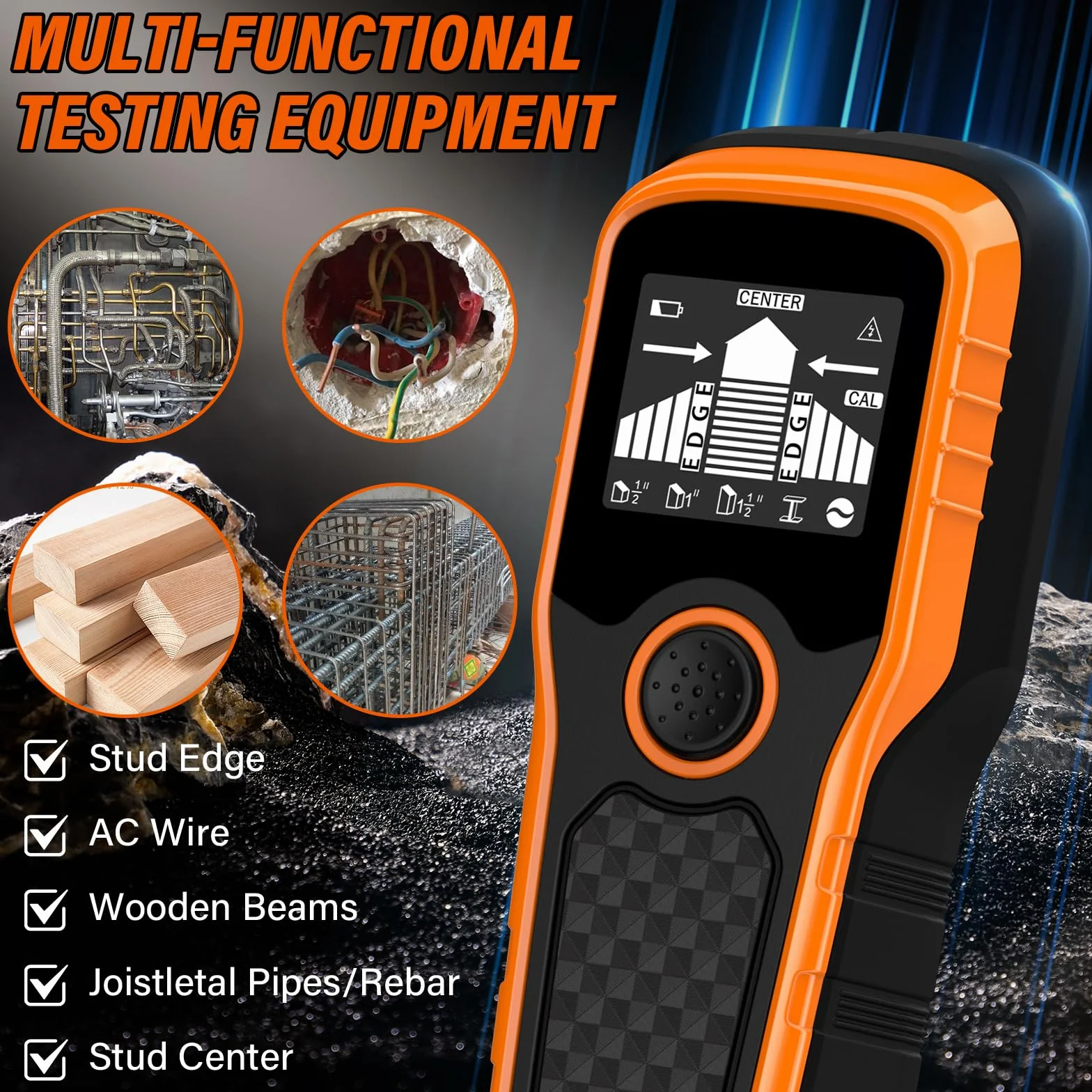 Scanner da parete digitale,5 In 1 Rilevatore Di Tubi Metallici,Rilevatore Tubi Acqua,Rilevatore Tubi e Cavi con LCD Schermo e Avviso Sonoro,Per Rilevare Legno, Metallo E Cavi Nel Muro