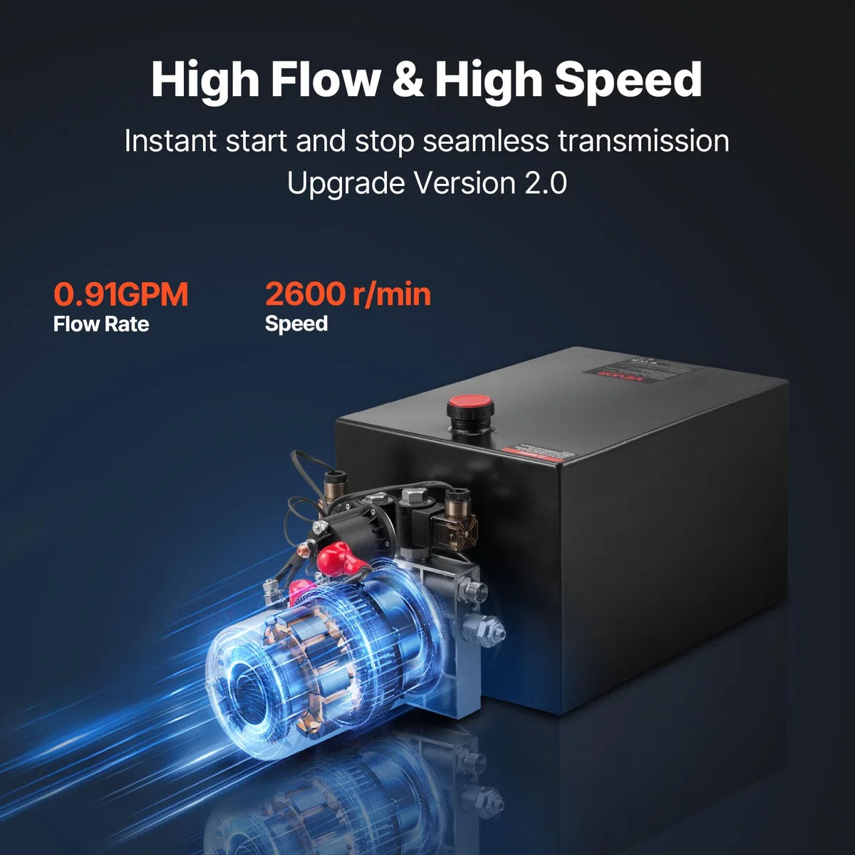 VEVOR Pompa Idraulica per Sollevatore Rimorchio Centralina Idraulica Azione Doppia 2600 giri/min Flusso 3,4L/min, Pompa per Rimorchio Piattaforma con Serbatoio d'Olio in Metallo da Officina