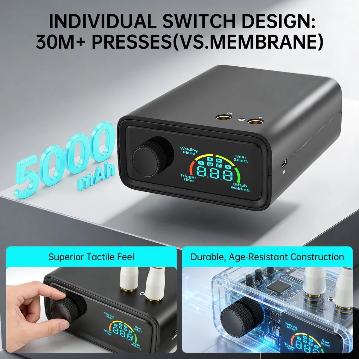 Saldatrice a batteria da 11340 W, con pedale in nichel e perno di saldatura a punti, funzionamento a manopola, per nastro in nichel da 0,15 – 0,3 mm, saldatrice a punti per la produzione di batterie