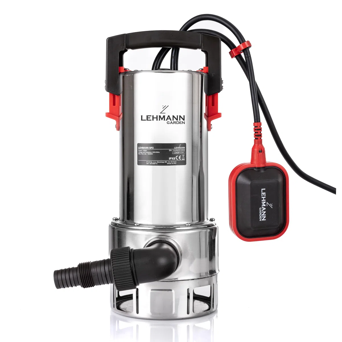 LEHMANN Pompa Sommersa con Galleggiante Integrato per Acqua Sporca e Pulita, 1100 W, con Motore a Induzione Brushless, Portata 16500 l/h, Altezza di Mandata 10,5 m, Diametro 35 mm